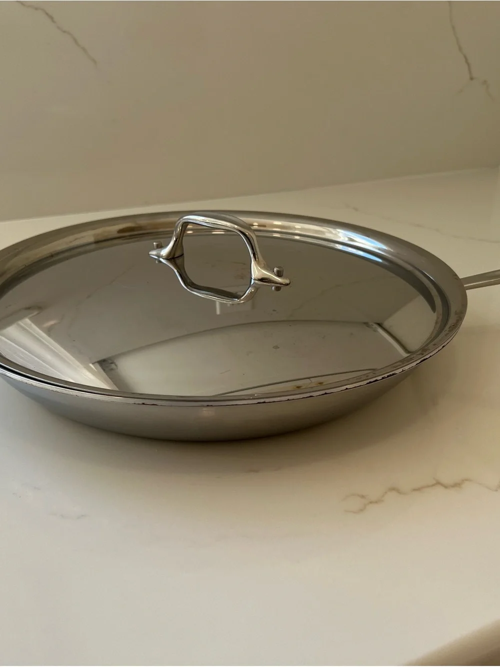 All-Clad 12 inch stainless steel frying pan with lid- used